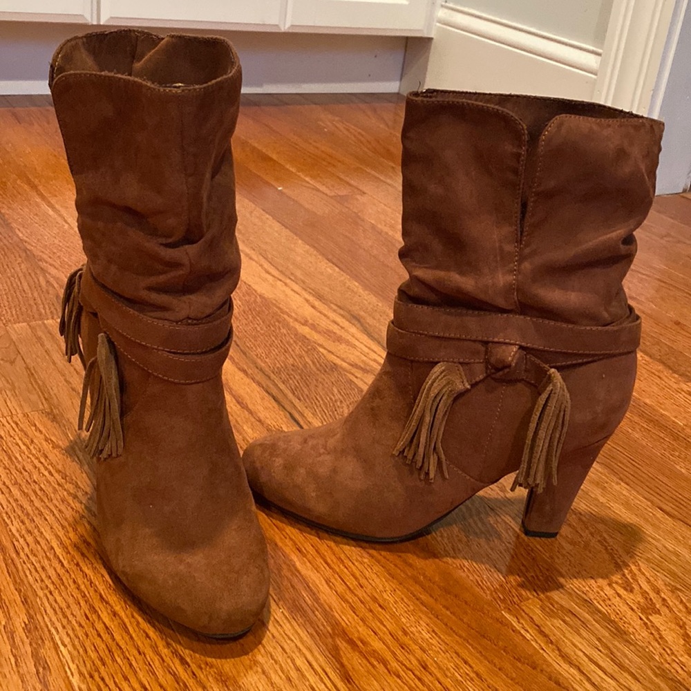 Brown suede boots